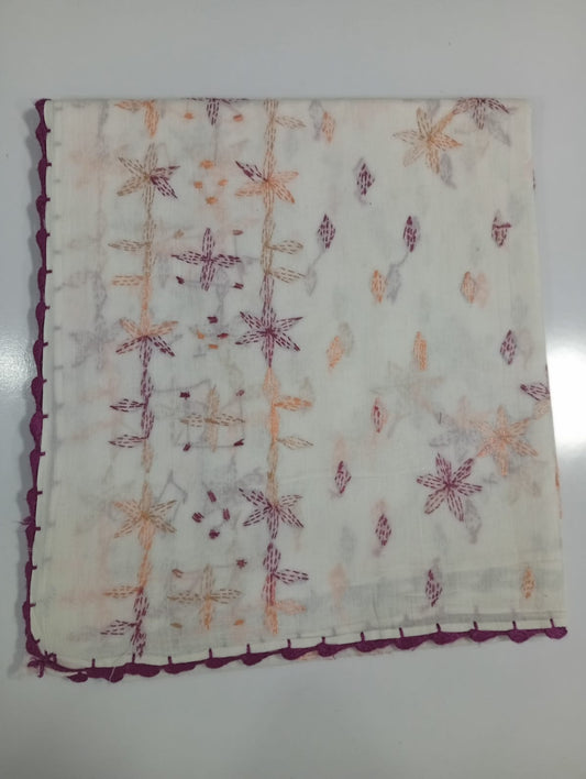 Floral patterned fabric with a white background