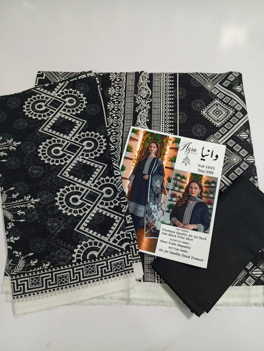 3PC Black Printed Lawn Suit Muharram Collection