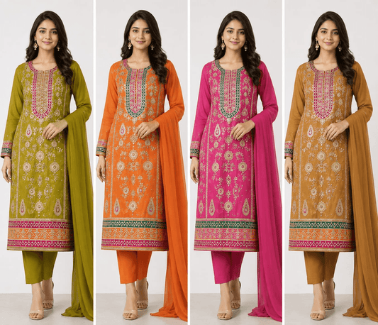 Handmade Gotta 2PC Organza Unstitched Suit