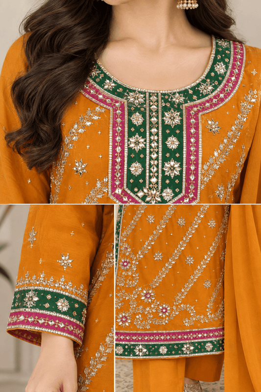 Handmade Gotta Collection 2PC Organza Unstitched Suit