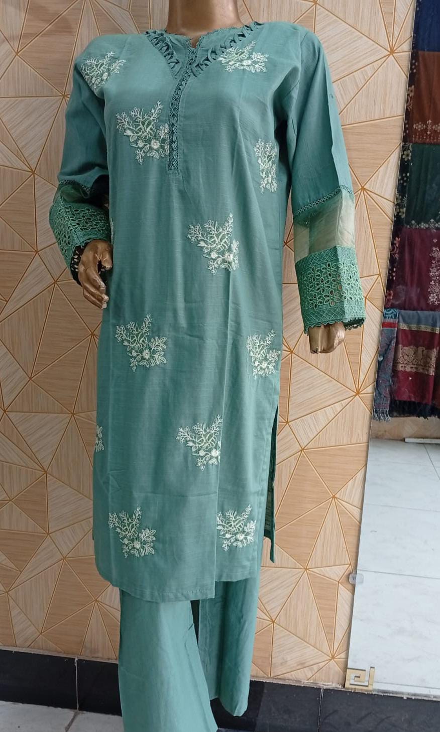 premium Khaddar embroidered cordset (shirt trouser)