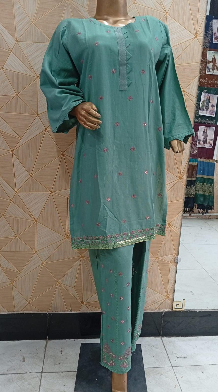 premium Khaddar embroidered cordset (shirt trouser)