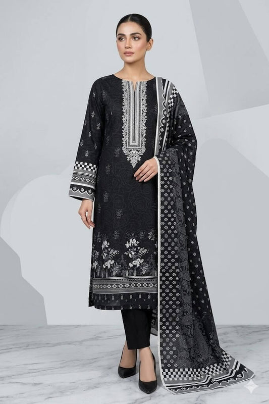 Women's Pure Lawn 3PC Suit Airjet Fabric with Kinari