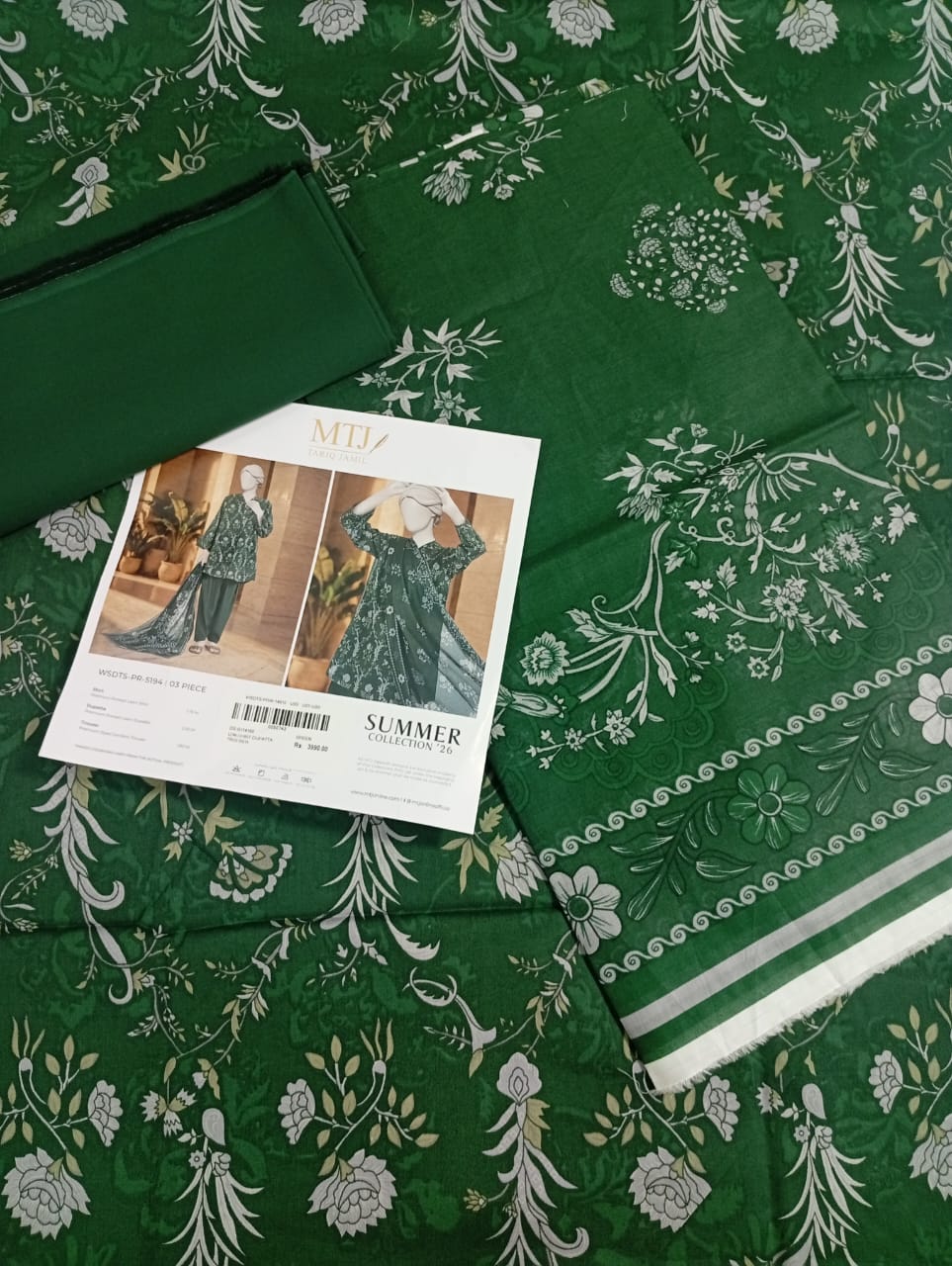 MTJ 3PC Lawn Suit – Premium Unstitched Summer Collection