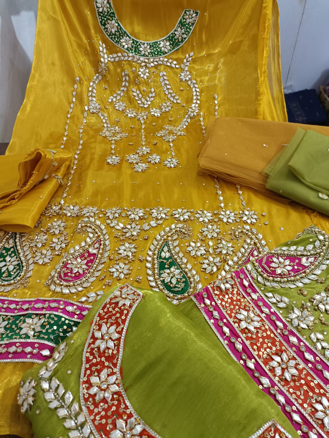 2pc Shisha Silk Gota work (silk shirt organza dupata)