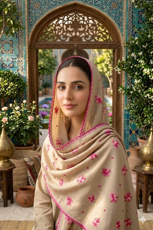 Handmade Embroidered Lawn Chadar for Women