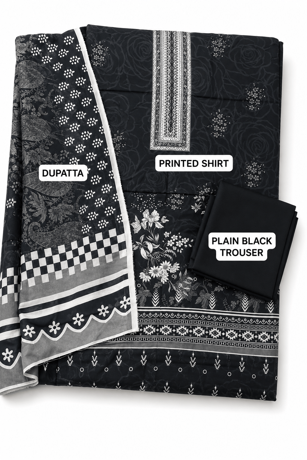 Women's Pure Lawn 3PC Suit Airjet Fabric with Kinari