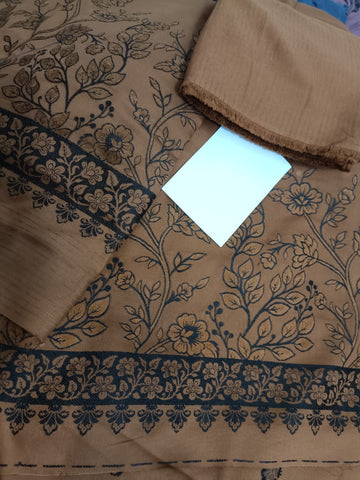 Velvet Jacquard 3Pc suit in Dhanak stuff(unstiched)