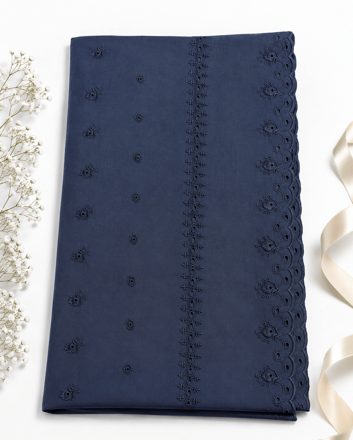 Chikankari Lawn Cotton Chadar – Lightweight Traditional & Trendy Shawl (2.5 x 1.25)