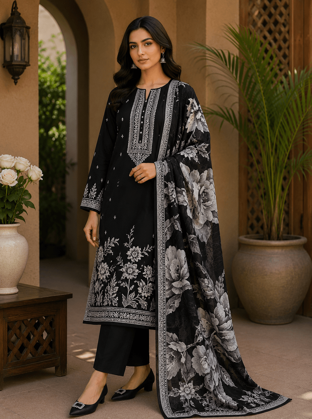 Premium Pure Lawn Airjet 3 Piece Suit with Kinari |
