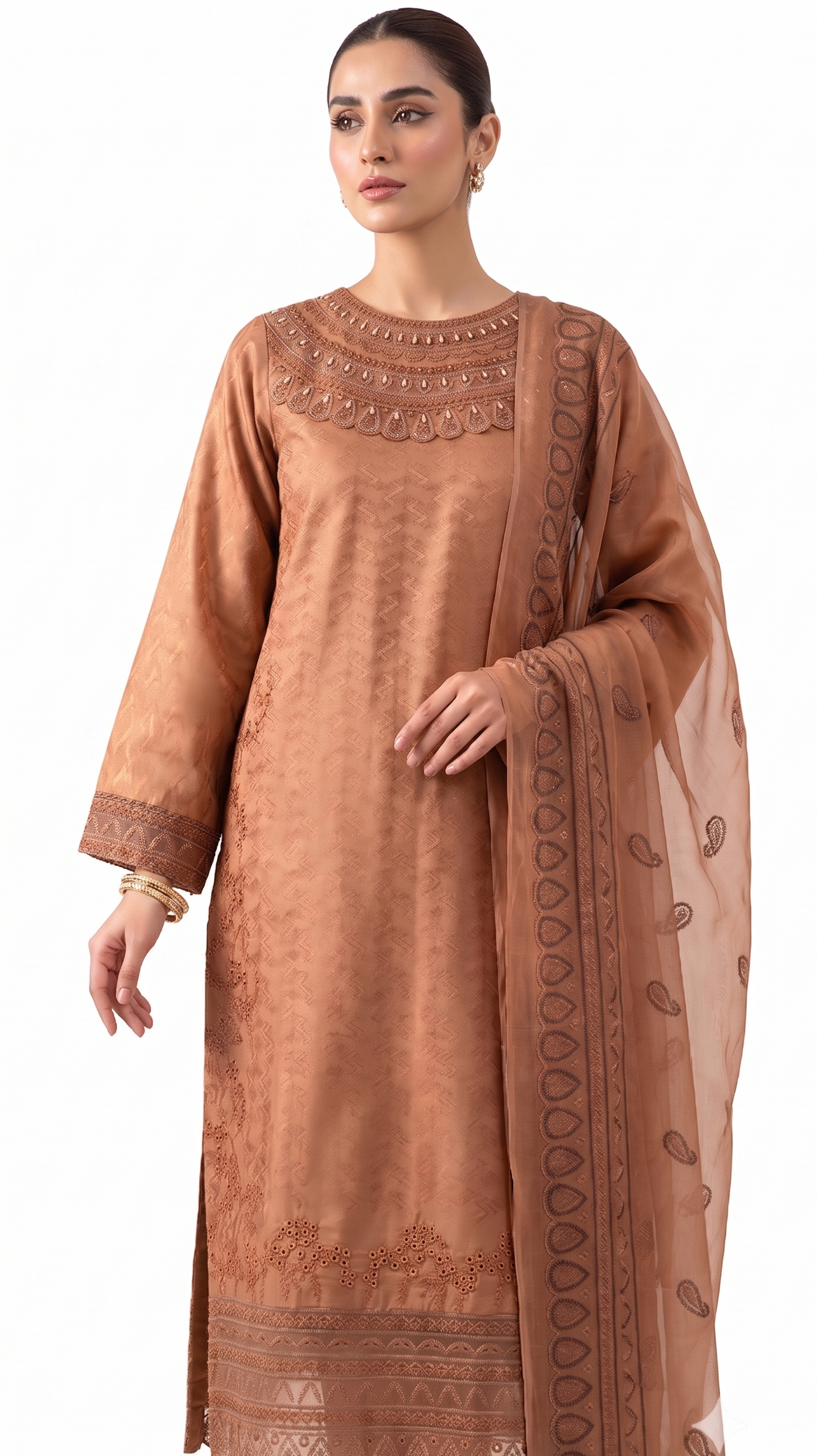 Stitch 3pc  Neckline Stone Work Patch 3PC Suit | Premium Lawn Embroidered Dress for Women