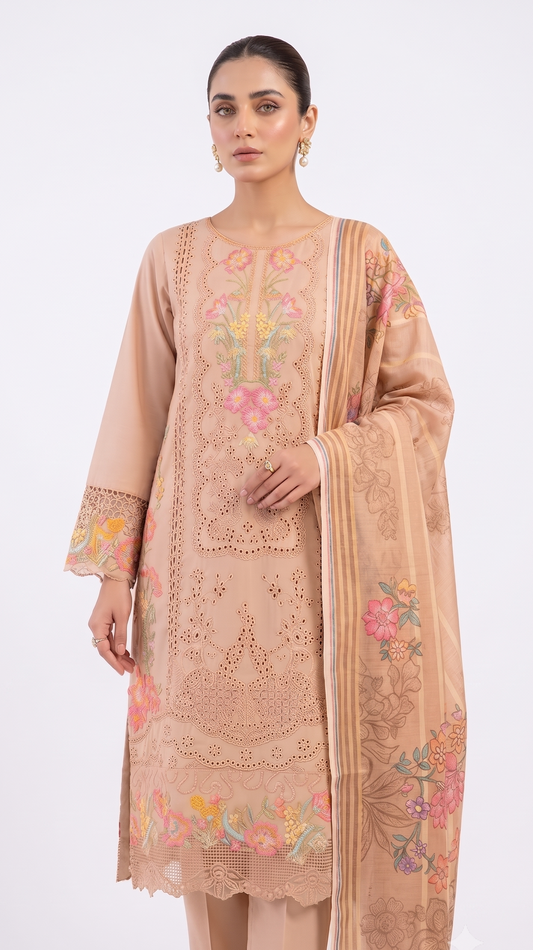 Stitched Chikankari 3 Piece Suit for Women