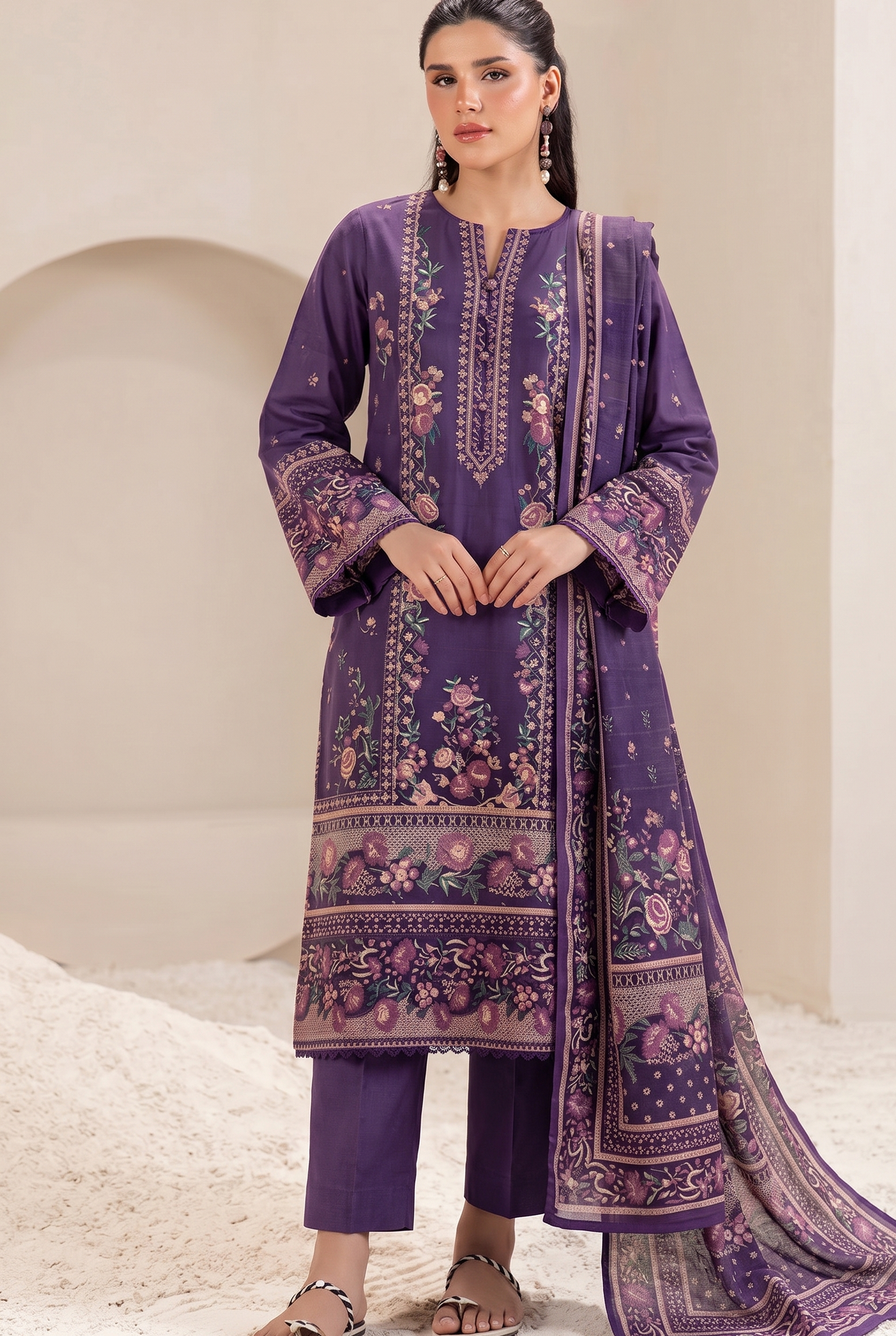 Asim Jofa Inspired 3 Piece Unstitched Lawn Suit for Women