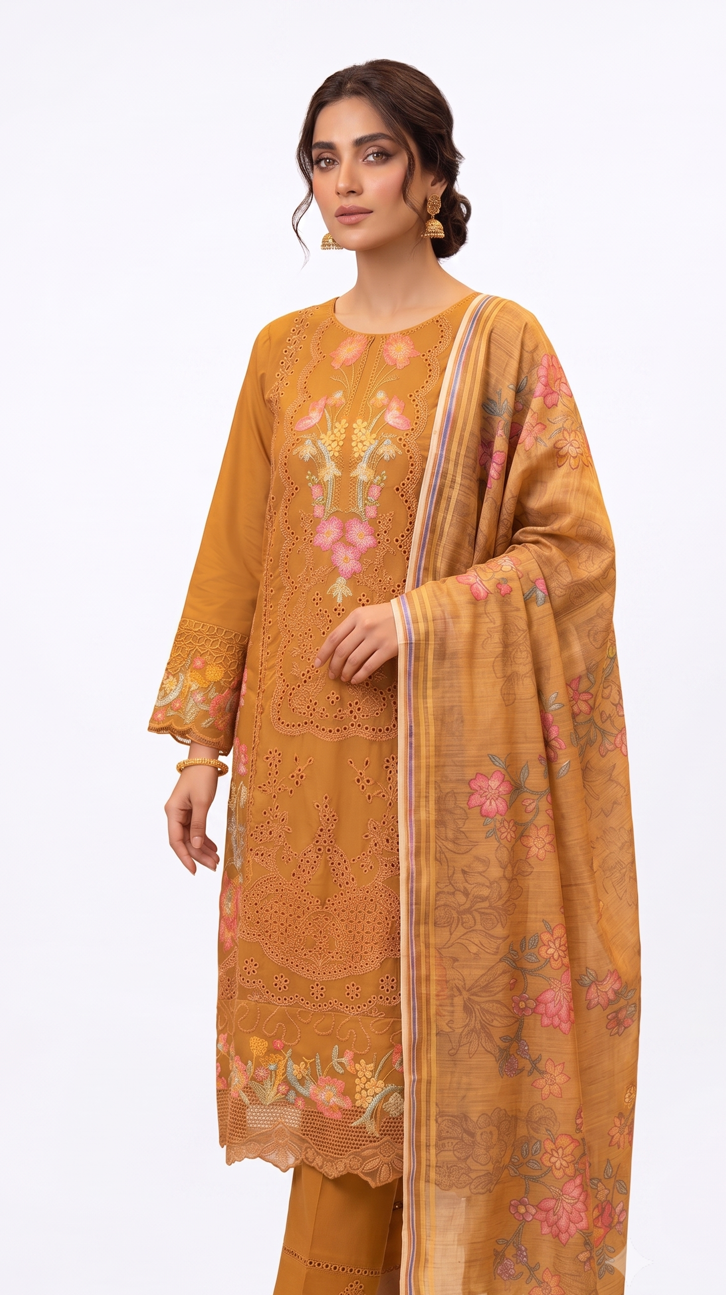 Stitched Chikankari 3 Piece Suit for Women | Premium Embroidered Lawn Dress with Dupatta