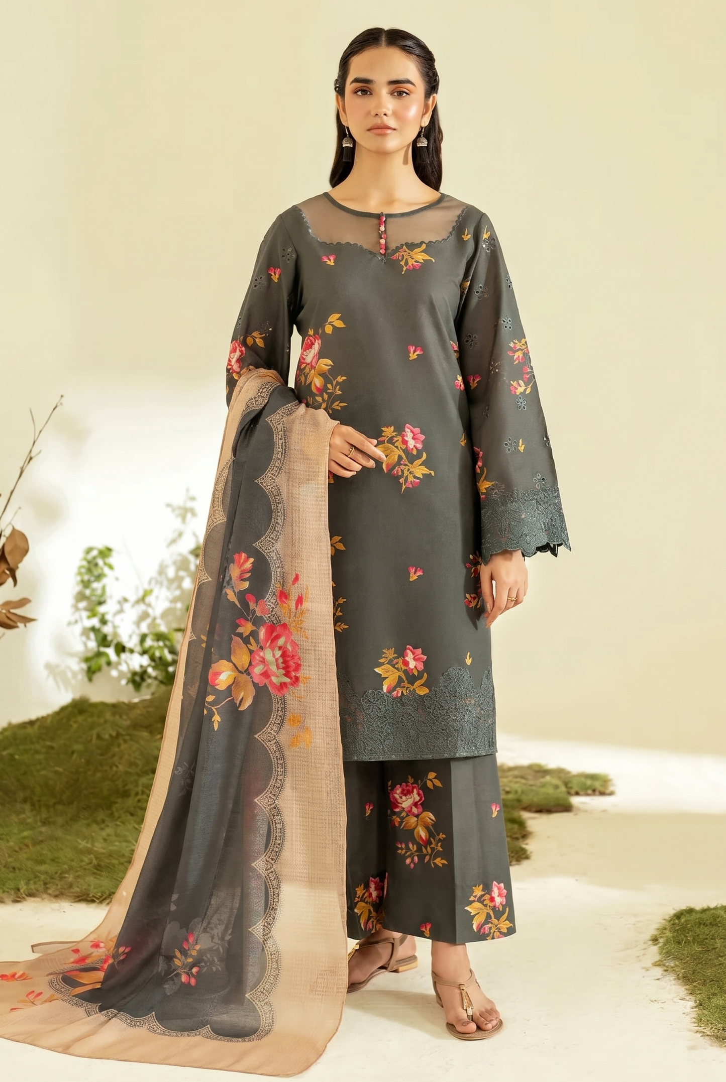 Iznik Inspired 3 Piece Lawn Suit for Women
