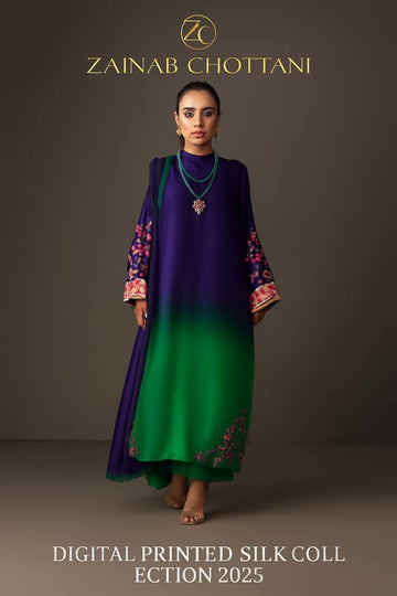 Shamos silk printed 3pc unstiched