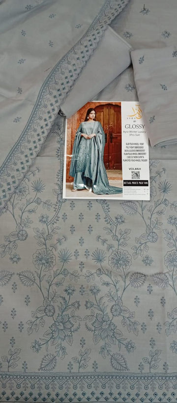 Peechwool embroidered 3pc wd chknkari dupatay