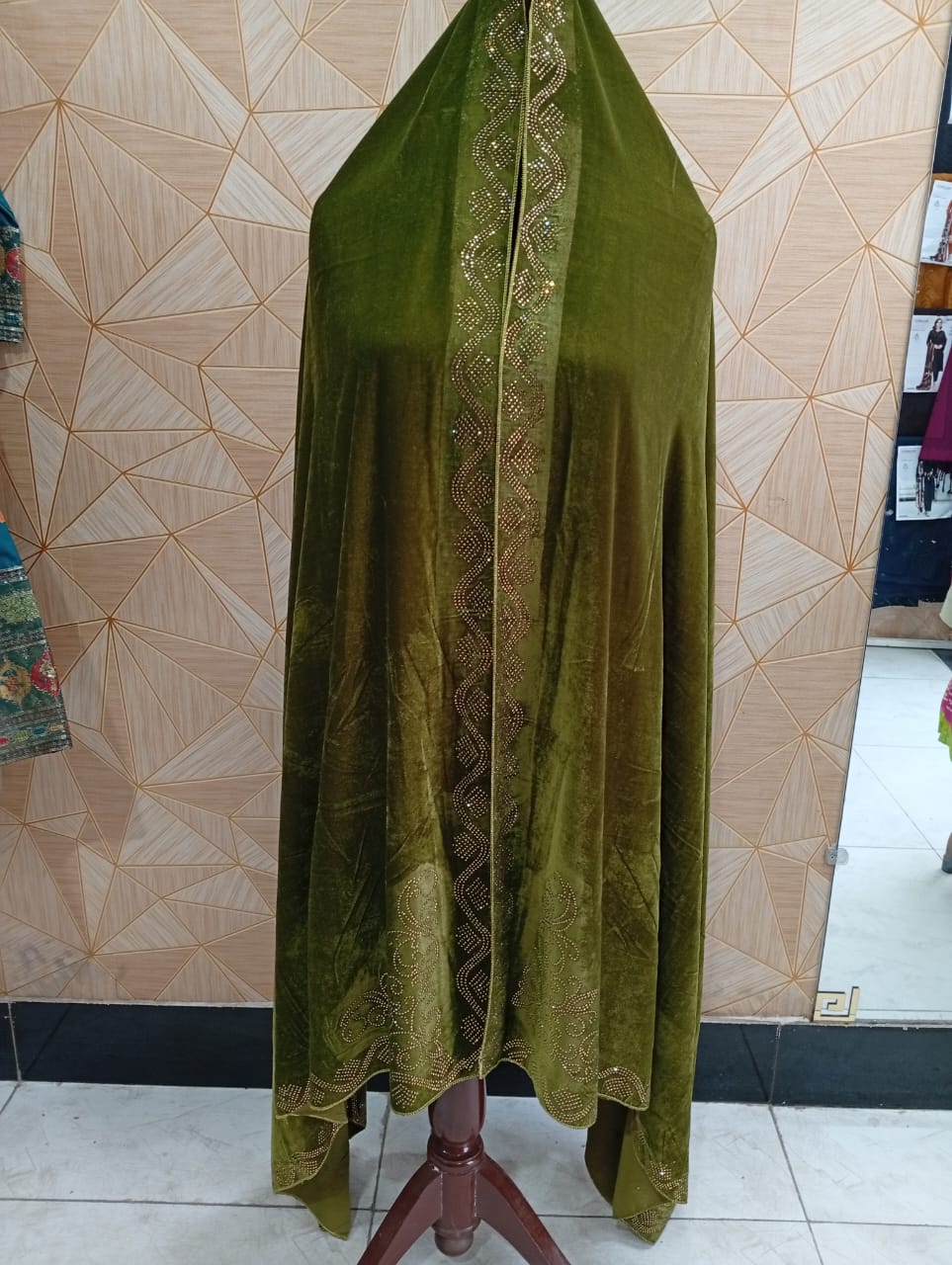 Velvet stone work large size shawls