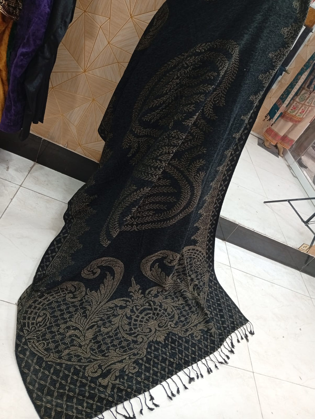 Velvet wool shawls available in ten colours