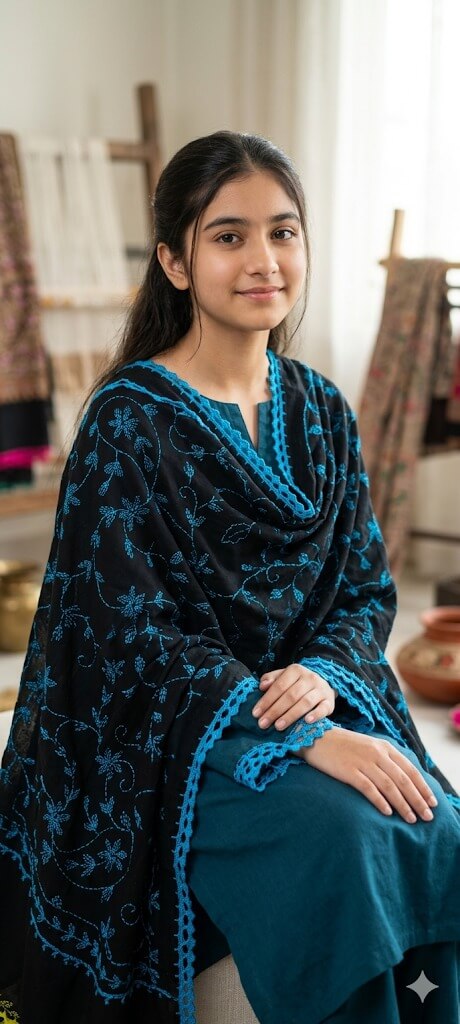 Handmade Embroidered Lawn Chadar Summer Shawl
