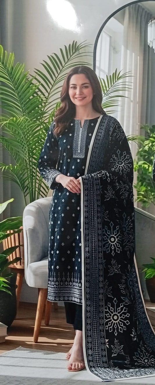 3PC Black Printed Lawn Suit Muharram Collection