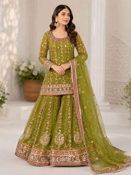Handmade Applique Gotta Work Lehenga / Maxi on net stuff