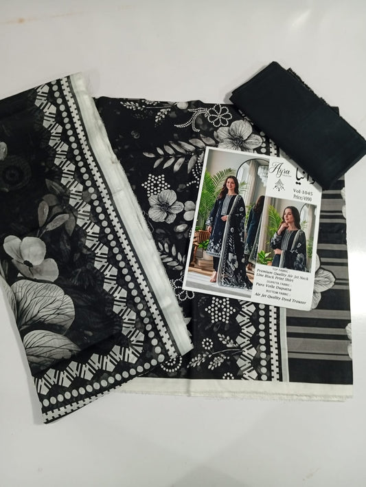 3PC Black Printed Lawn Suit Muharram Collection