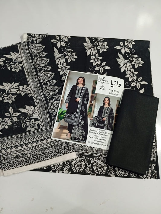 3PC Black Printed Lawn Suit Muharram Collection