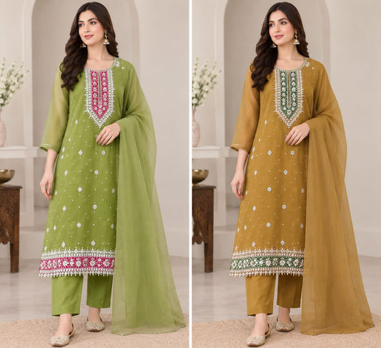 Handmade Gotta 2 Piece Suit in green and mustard