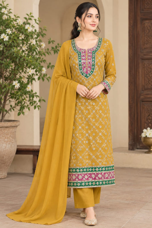 Handmade Gotta 2PC Crinkle Chiffon Unstitched Suit