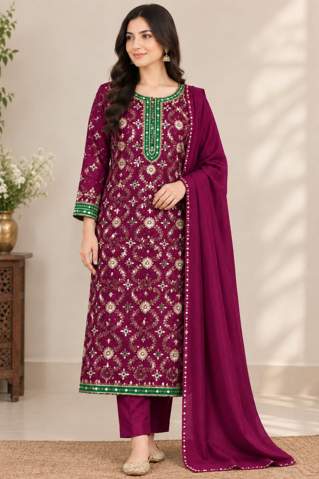 Sheesha Silk 2PC Shirt & Dupatta
