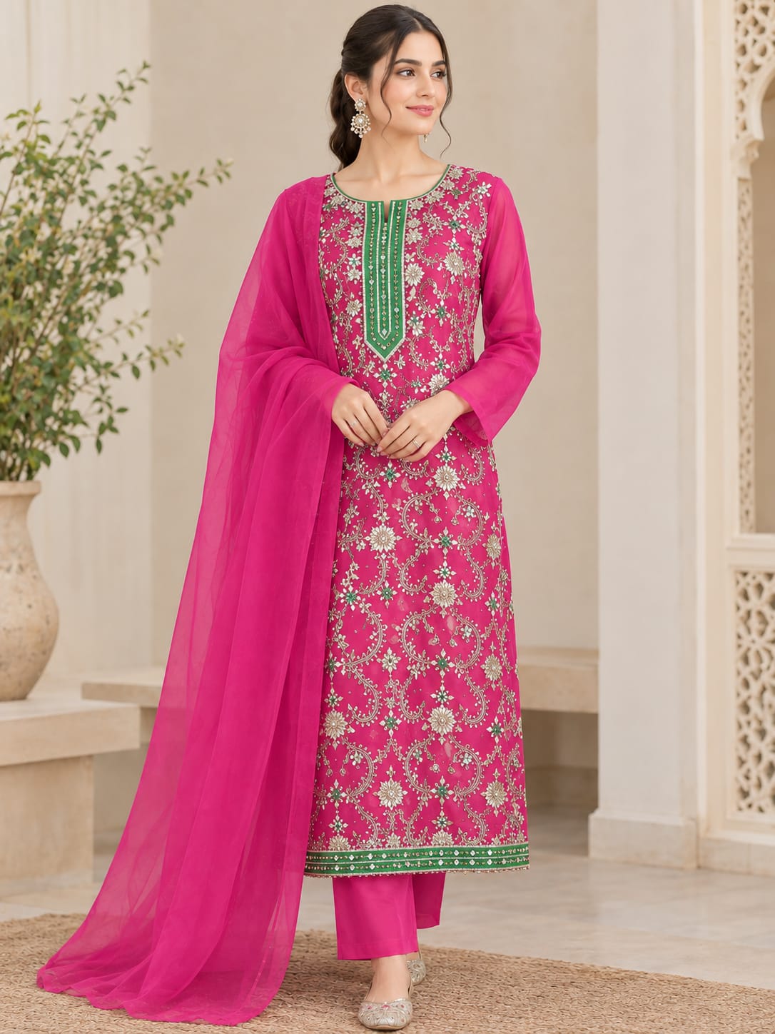 Organza 2PC Unstitched Suit – Beautiful Orange | Customizable Colours | Mishki's Trend
