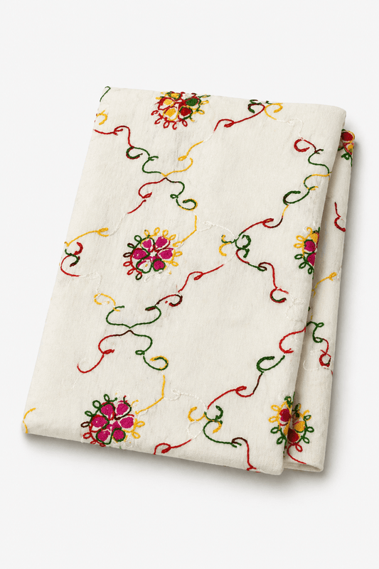 Crinkle Chiffon Dupatta with Aari Work Jal | Elegant Designer Ethnic Dupatta for Women