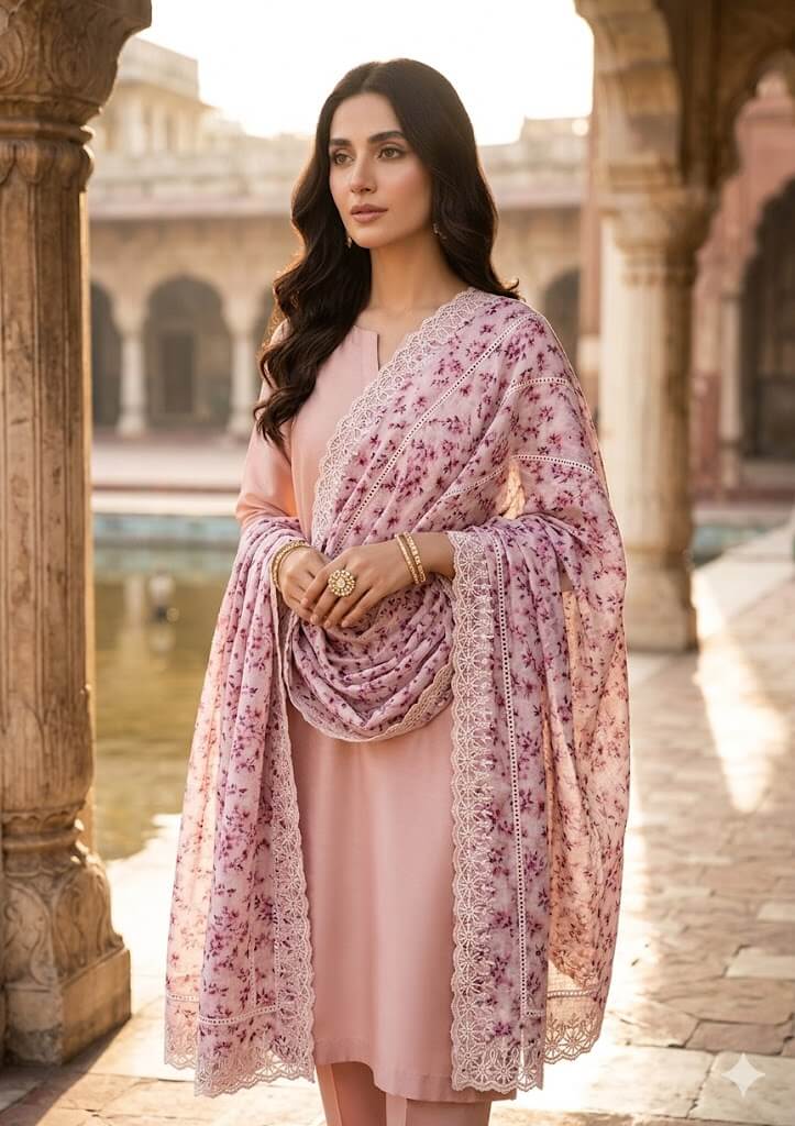 Chikankari Lawn Cotton Chadar – Lightweight Traditional & Trendy Shawl (2.5 x 1.25)