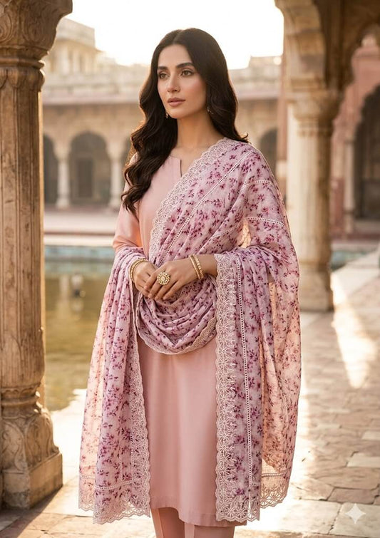 Chikankari Lawn Cotton Chadar – Lightweight Traditional & Trendy Shawl (2.5 x 1.25)