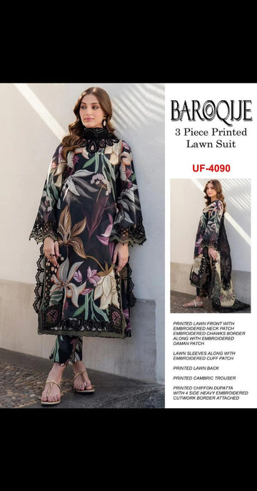BAROQUE l LUXURY LAWN COLLECTION l 3 PIECE l UF 4090