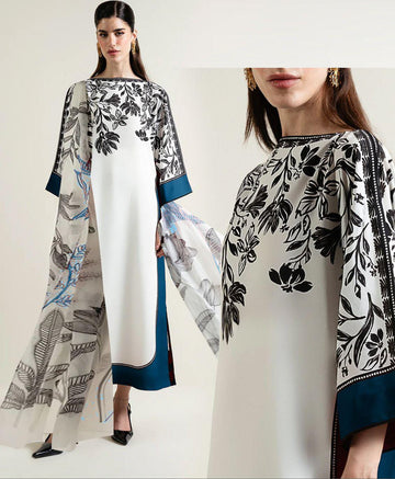 Georget Silk Stitched 3Pc Available in free Size (Kaftan Style,52 length)