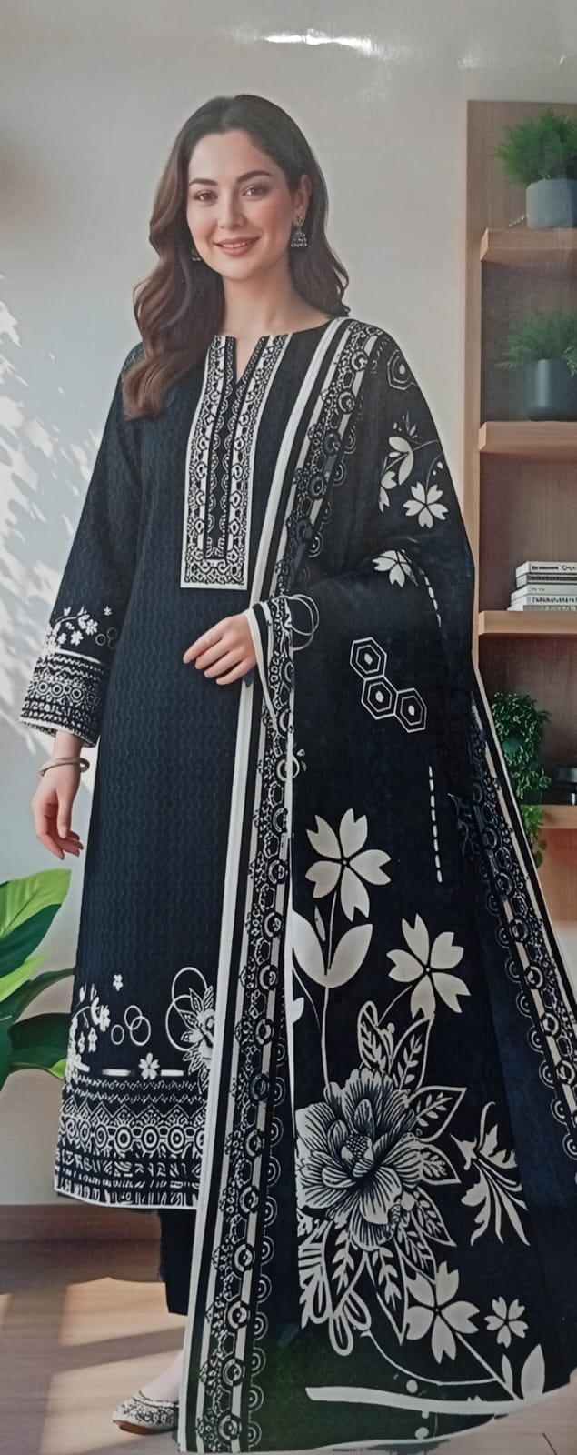 3PC Black Printed Lawn Suit Muharram Collection