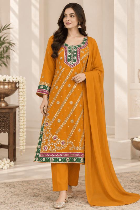 Handmade Gotta Collection 2PC Organza Unstitched Suit