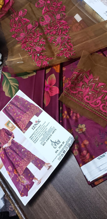 iznik linen 3pc wd embroidered patches (same as orignl)