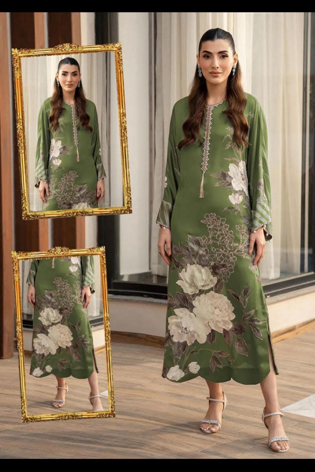 Embroidered Silk 3 Piece Unstitched Suit  - Party Wear l  Maria B