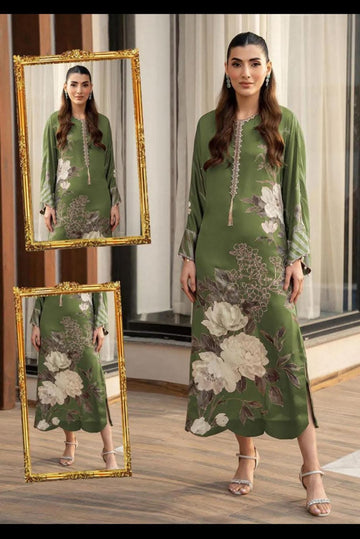 Embroidered Silk 3 Piece Unstitched Suit  - Party Wear l  Maria B