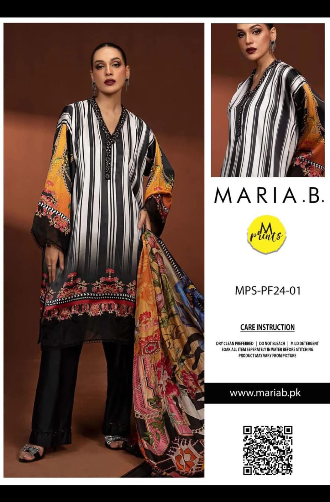 Embroidered Silk 3 Piece Unstitched Suit  - Party Wear l  Maria B